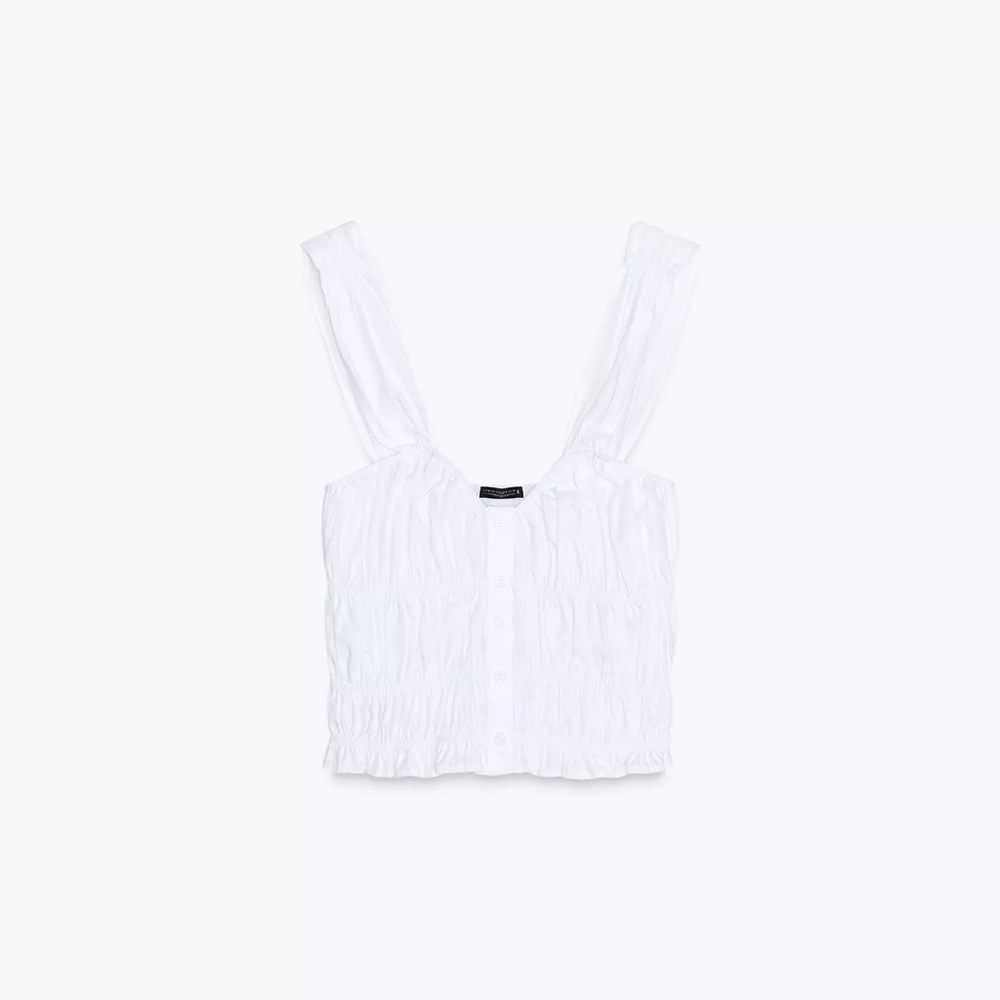 Zara White Sleeveless Crop Top